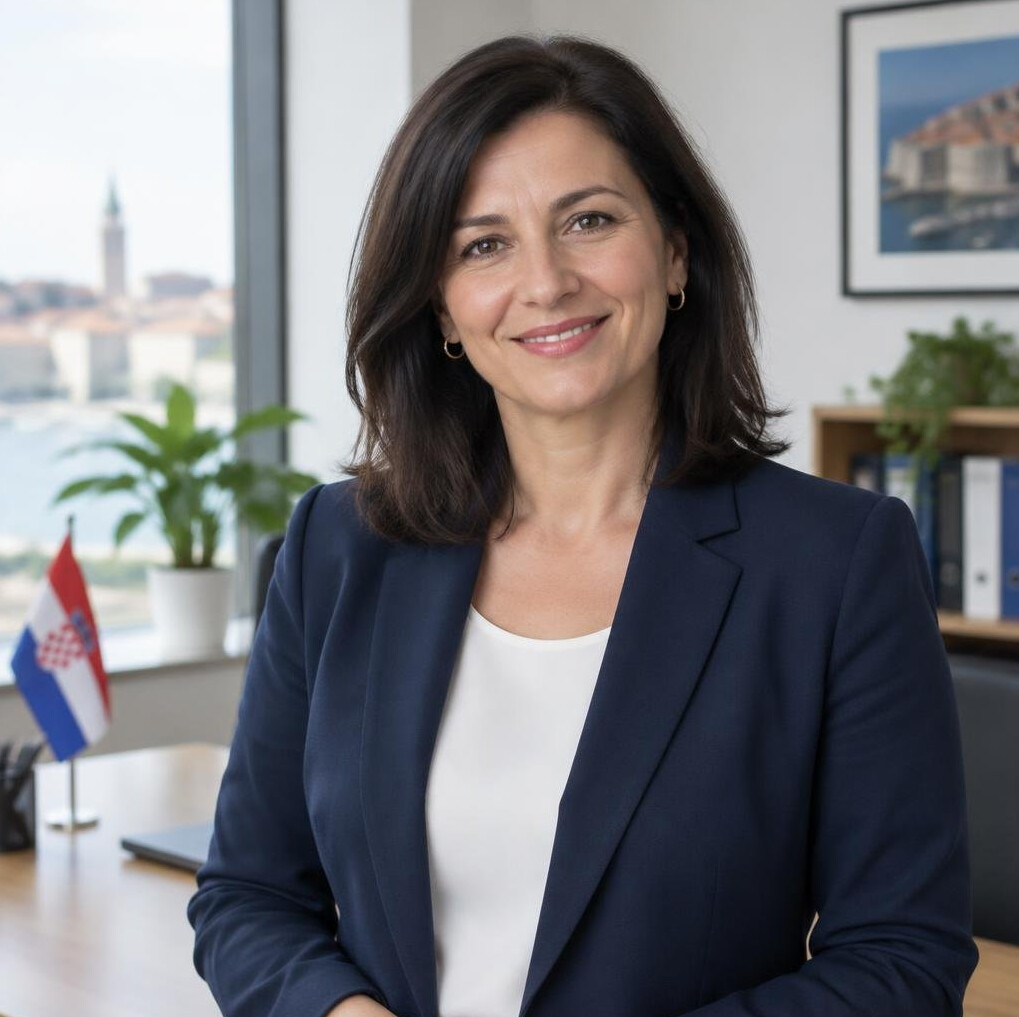 Portrait of a smiling businesswoman with dark hair